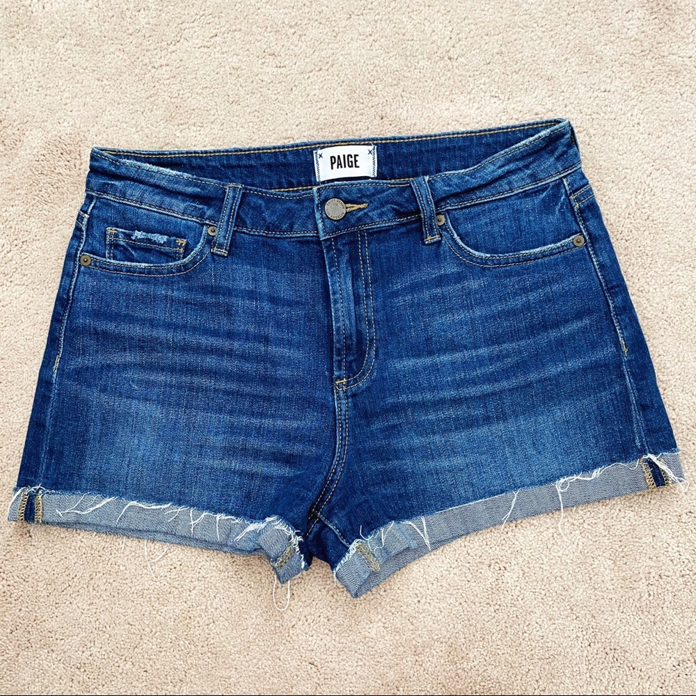Paige Denim Jimmy Jimmy Jean Shorts Dark Wash